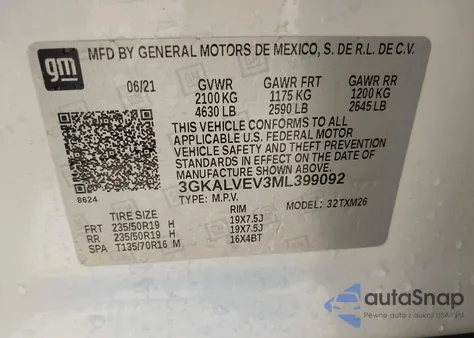 2021 GMC Terrain Awd Slt from USA, damaged, VIN 3GKALVEV3ML399092